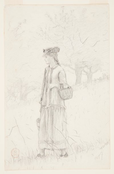 Fiatal nő hordozó kosarat alkotó: Winslow Homer