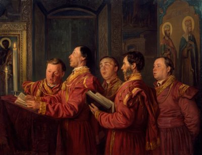 Kórusénekesek a templomban alkotó: Wladimir Jegorowitsch Makowski