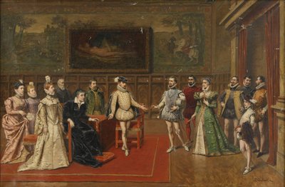 Medici Katalin találkozik fiaival, IX. Károlyral és III. Henrikkel alkotó: Wladyslaw Bakalowicz