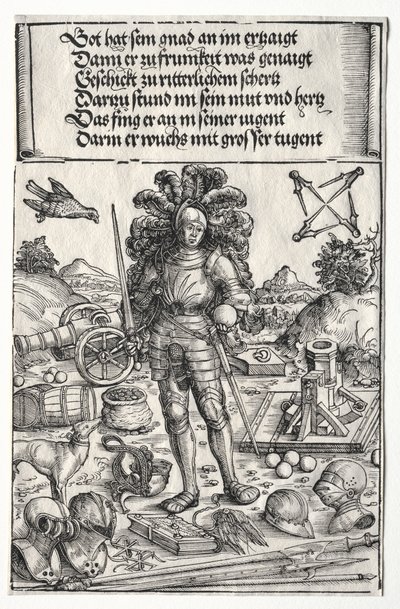 Maximilian I. diadalíve: Maximilian császár, mint a tüzérség és páncélzat fejlesztésének védőszentje alkotó: Wolf Traut