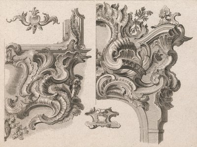 Javaslat egy oltárkeret jobb alsó és jobb felső részének díszítésére..., Nyomtatott kb. 1750-56. alkotó: Wolffgang Christoph Mayr