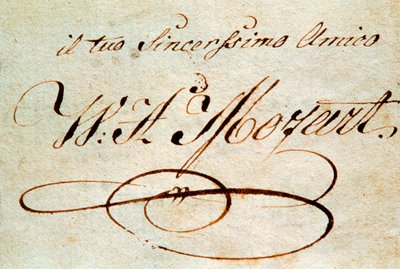 Wolfgang Amadeus Mozart (1756-1791) osztrák zeneszerző aláírása alkotó: Wolfgang Amadeus Mozart