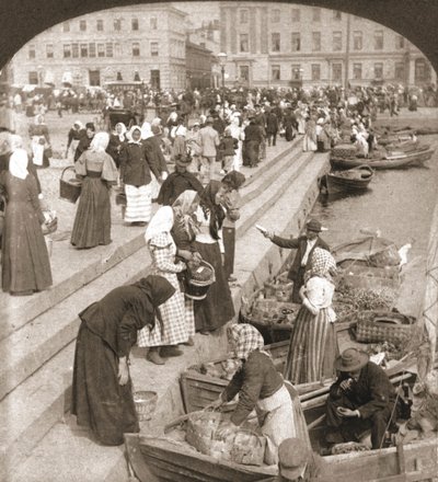 Market Boats, Helsinki, Finnország, 1898. alkotó: Works and Sun Sculpture Studios