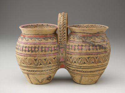 Dupla tégely központi fogantyúval, Kr.e. 4. vagy 3. század vége (terrakotta pigmenttel) alkotó: Workshop Canosan