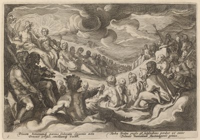 Jupiter az istenek tanácsát kéri az Univerzum pusztulásával kapcsolatban alkotó: Workshop of Hendrick Goltzius, after Hendrick Goltzius