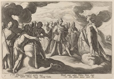 Jupiter és az istenek arra kérik Heliost, hogy vegye újra a szekér irányítását alkotó: Workshop of Hendrick Goltzius, after Hendrick Goltzius