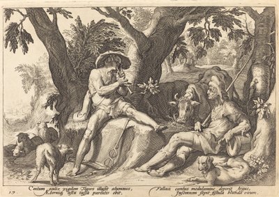 Mercury elaltatja Argust alkotó: Workshop of Hendrick Goltzius, after Hendrick Goltzius
