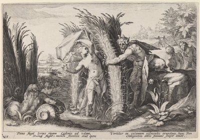 Pan és Syrinx alkotó: Workshop of Hendrick Goltzius, after Hendrick Goltzius