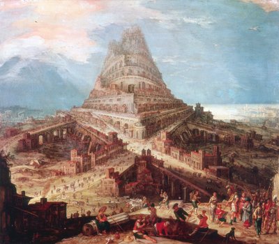 Bábel toronyának épülete, 16. század alkotó: Workshop of Hendrik van Cleve III