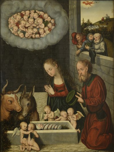 Német: Anbetung des Kindes A pásztorok imádása



























" alkotó: workshop of Lucas Cranach the Elder