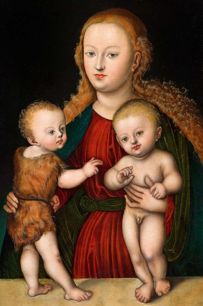 Német: Madonna és gyermeke Keresztelő Szent Jánossal Szűzanya és gyermeke Keresztelő Szent Jánossal alkotó: workshop of Lucas Cranach the Elder