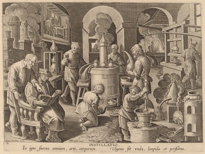 Distillatio (lepárlás) alkotó: Workshop of Philip Galle after Jan van der Straet