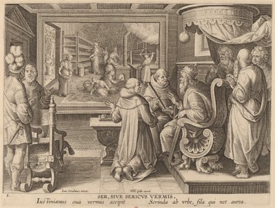 Ser, Sive Sericus Vermis (selyem vagy selyemhernyó) alkotó: Workshop of Philip Galle after Jan van der Straet