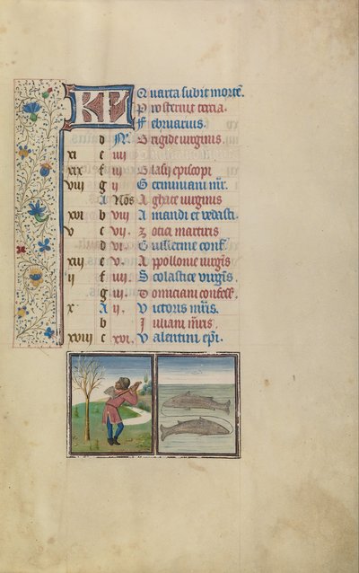 Egy ember fát vág; Halak csillagjegye alkotó: Workshop of Willem Vrelant