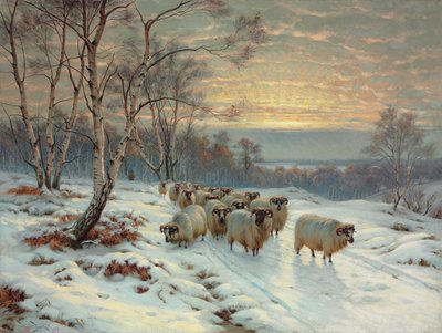 Pásztor a nyájával téli tájban (olaj, vászon) alkotó: Wright Baker