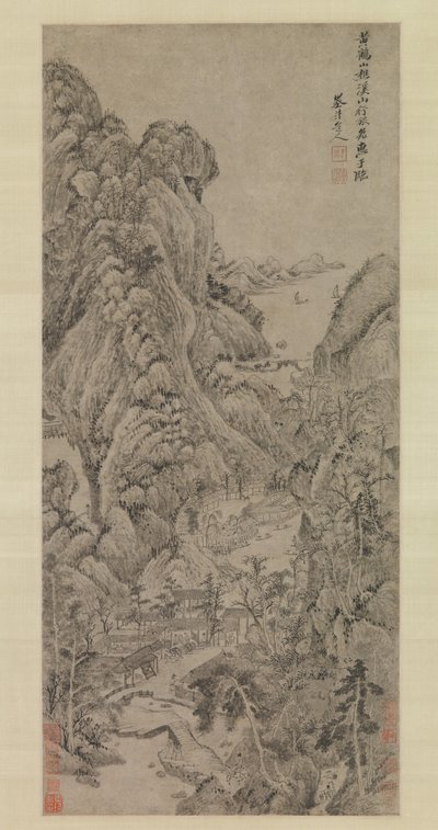 Utazók patakok és hegyek között, valószínűleg 1670-es évek. alkotó: Wu Li