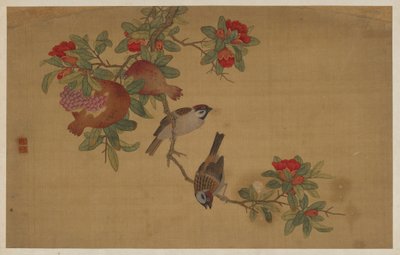 Madarak, gyümölcsök és virágok, Qing-dinasztia, 1741. alkotó: Wu Zhang
