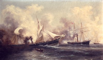 U.S.S. Kearsarge elsüllyeszti Alabamát alkotó: Xanthus Russell Smith