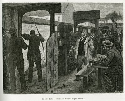 Íjászat (vagy bölcsőlövés), szinte minden brüsszeli kávézóban van egy egyenes, deszkákkal szegélyezett sikátor, vagy egymás után jönnek a lövészek és manővereznek a fegyverrel egy hamis tarka madárra célozva, a legjobb lövész a király, ezek a versenyek het alkotó: Xavier Mellery