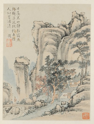 Album of Seasonal Landscapes, Leaf E előző levél 3, 1668. alkotó: Xiao Yuncong