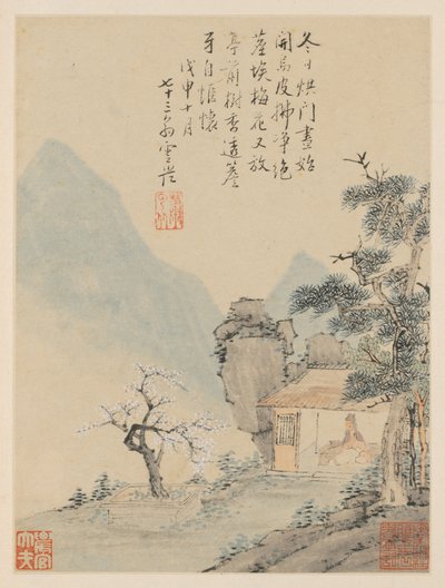 Album of Seasonal Landscapes, Leaf H előző levél 8, 1668. alkotó: Xiao Yuncong