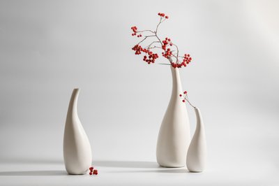 Elegáns vázák vörös bogyókkal alkotó: Xiaoyuan Xu