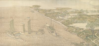 A Qianlong Emperors Southern Inspection Tour, Negyedik tekercs: A Huai összefolyása..., 1770. alkotó: Xu Yang