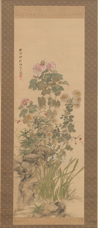 Őszi virágok, 1843. alkotó: Yamamoto Baiitsu