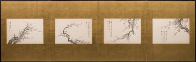 Prunus Blossoms, hajtogatott paraván, Edo-korszak 1844 (tinta, papír) (lásd még 752778-82) alkotó: Yamamoto Baiitsu