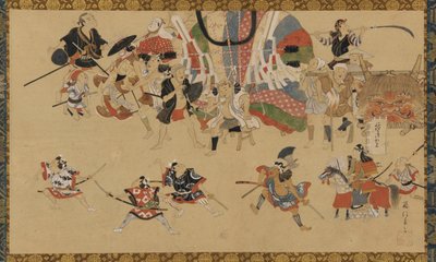 Utcai jelenet egy fesztivál alatt, kb. 1750-70. alkotó: Yamamoto Fujinobu