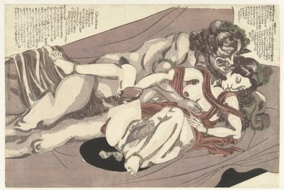 Szatír és nimfa szeretkezik Fűzvihar (sorozat címe) Yanagi no arashi (sorozat címe) alkotó: Yanagawa Shigenobu (I) (attributed to)