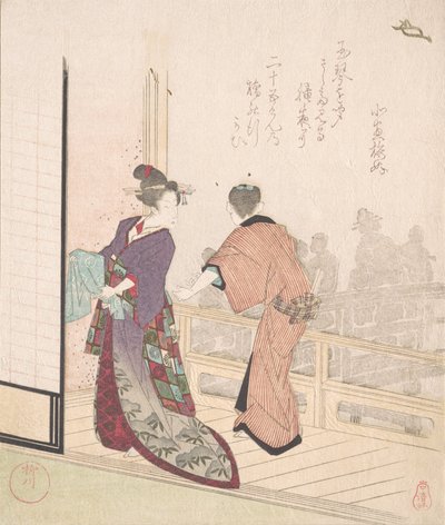 Jelenet egy teaház verandáján, XVIII-XIX. alkotó: Yanagawa Shigenobu