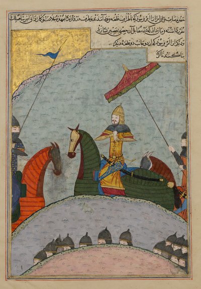 Timur a csata előtt, Folio a Zafarnama szétszórt másolatából..., A.H. 839A.D. 1436. alkotó: Ya