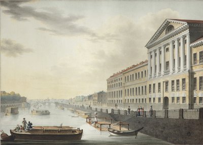 Kilátás a Fontanka folyóra az Izmailovsky-hídról, 1820-1823 alkotó: Yermolai Ivanovich Yesakov