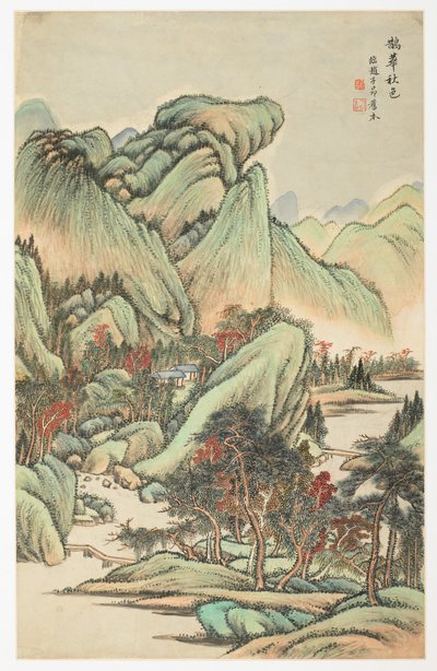Autumnal Color Mount Quan és Mount Hua között, egy 12 leveles albumból alkotó: Yongxi Jin