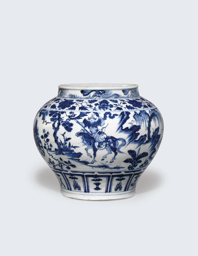 Egy kivételesen ritka és fontos kék-fehér tégely, a Guan alkotó: Yuan Dynasty Chinese School