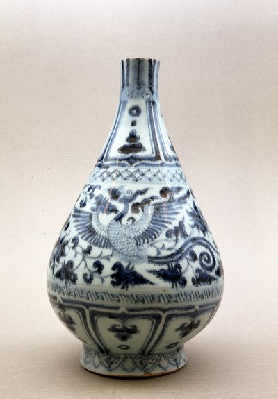 Kék-fehér váza, Yuan-dinasztia (1206-1368) (kerámia) alkotó: Yuan Dynasty Chinese School