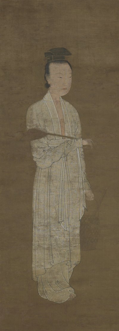 Fehér ruhás női portré: Lu Meiniang alkotó: Yuan Dynasty Chinese School