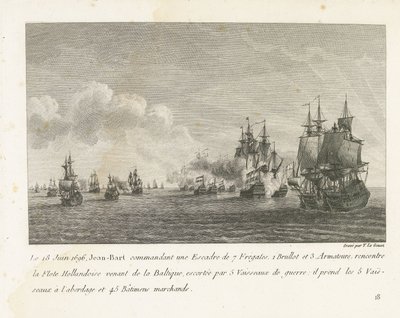 Treffen tussen een vloot onder Jan Bart en een Hollandse vloot, 1696 1696. június 18-án a 7 fregattból álló századot irányító Jean-Bart (...) találkozik a Balti-tengerről érkező holland flottával (cím a tárgyon) Jean-Bart, az Esc főnöke harcainak gyűjtemén alkotó: Yves Marie Le Gouaz