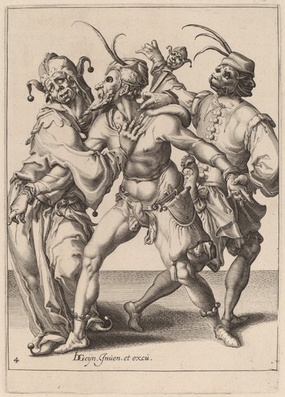 Három táncoló anyuka, köztük egy bolond alkotó: Zacharias Dolendo after Jacques de Gheyn II