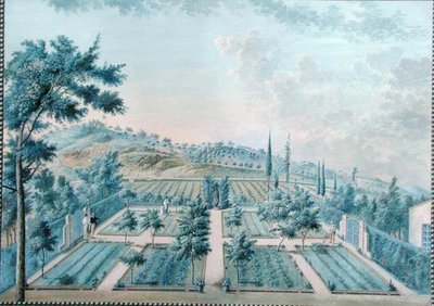 Kilátás M. Reverdit kertjére Toulon közelében, Franciaországban (guache papíron) alkotó: Zacharie Felix Doument