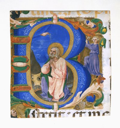 Dávid király az imádságban a B kezdetben, kb. 1450. alkotó: Zanobi di Benedetto Strozzi