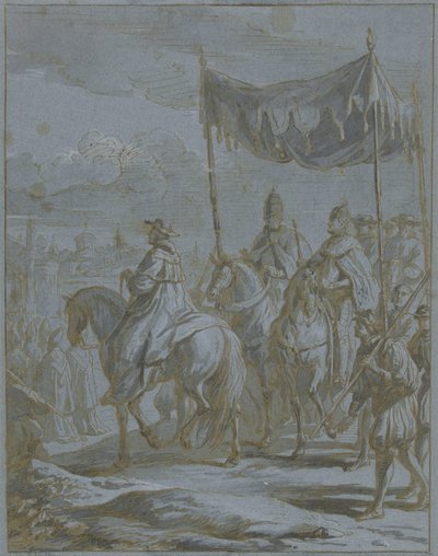 A császár és a pápa körmenetének belépése a városba alkotó: Zeger Jacob van Helmont
