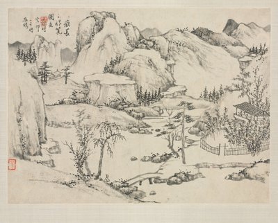 Tájképalbum különféle stílusokban: Changbai-hegy díszlete Huang Gongwang után alkotó: Zha Shibiao