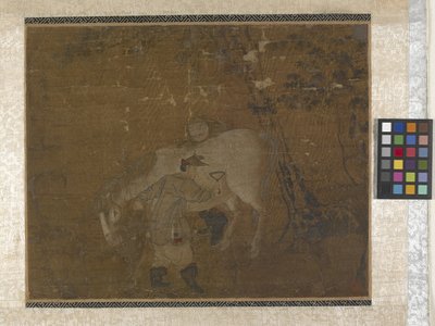 Fehér lovat fésülködő vőlegények (színek selyemen) alkotó: Zhao Mengfu Chao Meng Fu or