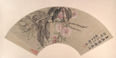Barackvirágok és bazsarózsa, kb. 1860. alkotó: Zhao Zhiqian