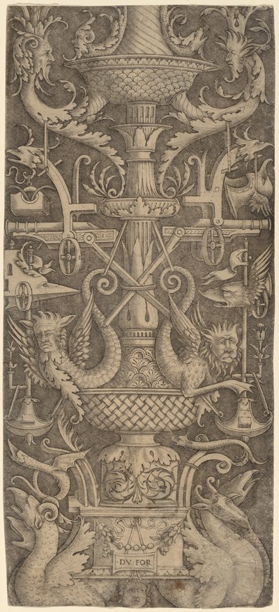 Dísztábla sárkányokkal, maszkokkal és hadieszközökkel, c. 1505. alkotó: Zoan Andrea