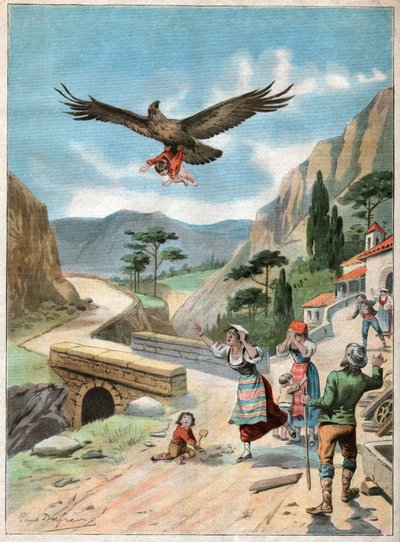 Eagle elrabol egy gyereket. Gyermeket elragadtatott egy sas. alkotó: John Pardon