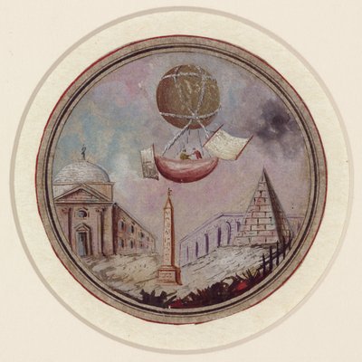 Egy korai ballonos katasztrófa, 1785 körül alkotó: Frederick (attr. to) Barnard