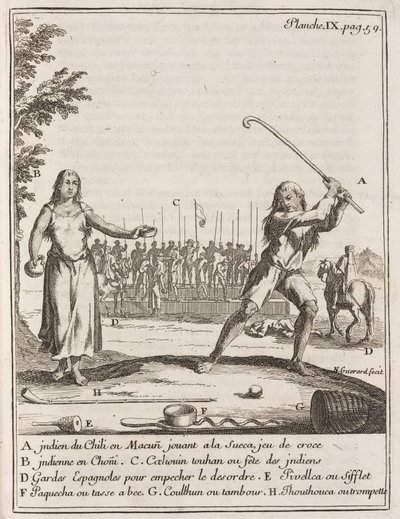 Chilei indián, aki egyfajta jégkorongot játszik alkotó: Frederick (attr. to) Barnard